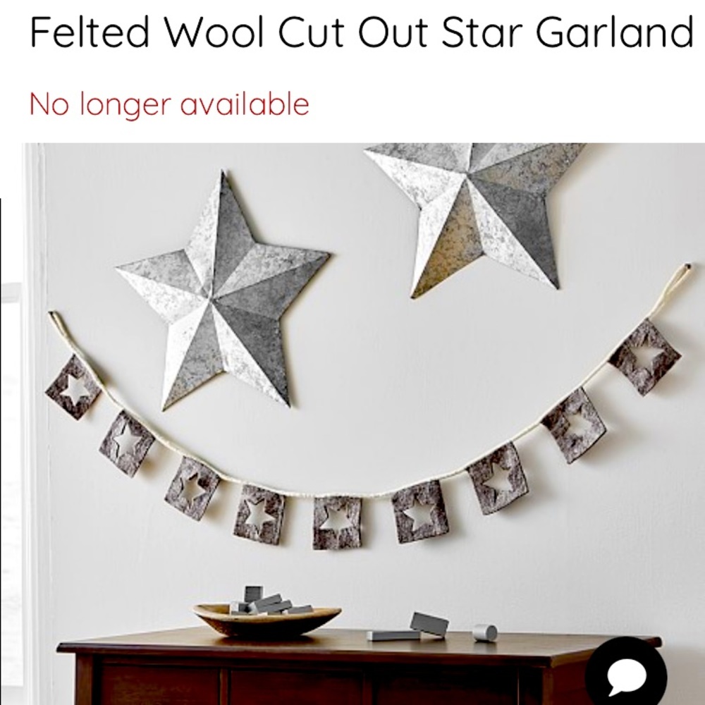 NIB POTTERY BARN KIDS Felted Wool Cut Out Star Garland wool